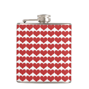 Red Cute Hearts Pattern Flask