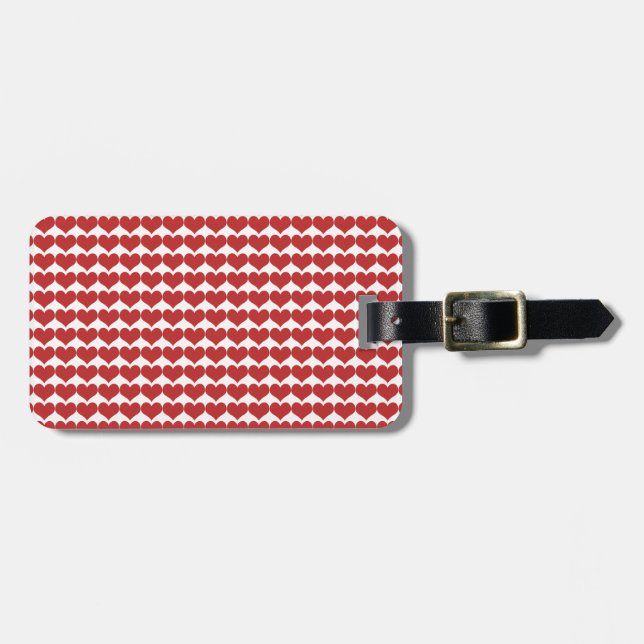 Red Cute Hearts Pattern Luggage Tag (Front Horizontal)