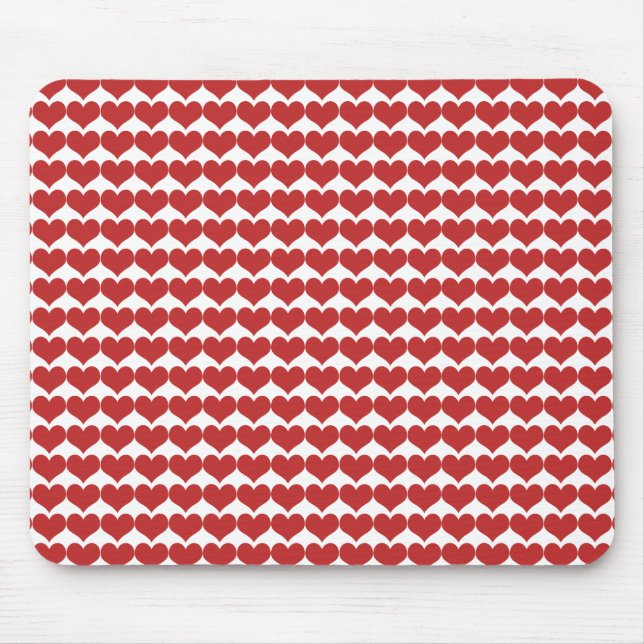 Red Cute Hearts Pattern Mousepad (Front)