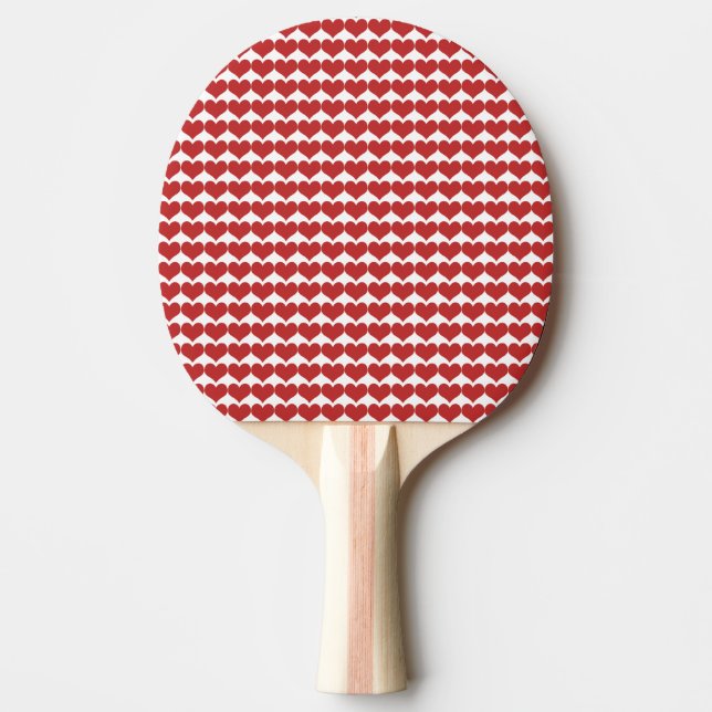 Red Cute Hearts Pattern Ping Pong Paddle (Front)