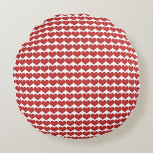 Red Cute Hearts Pattern Round Pillow