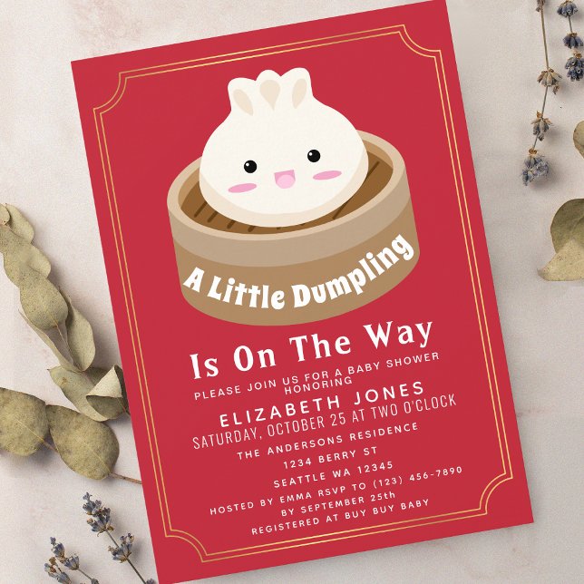Red Cute Little Dumpling Baby Shower Invitation (Creator Uploaded)