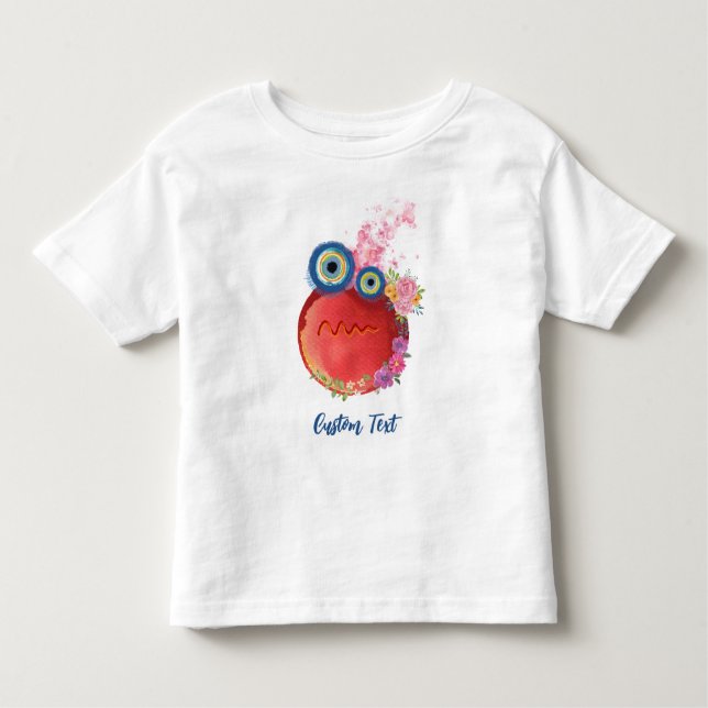 Red Cute Little Guys Collection Custom Text Toddler T-Shirt (Front)