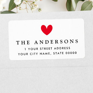 Red cute love heart return address label