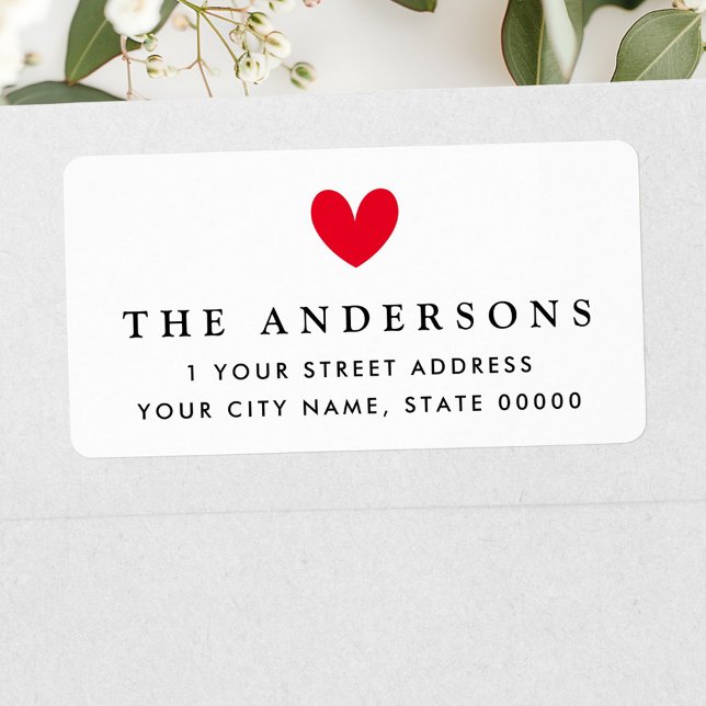 Red cute love heart return address label (Red cute love heart return address label)