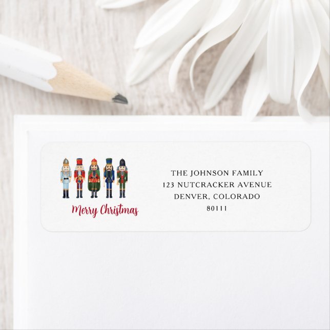  Red Cute Nutcracker Merry Christmas Address Return Address Label (Insitu)