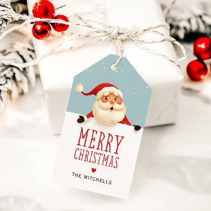 Red Cute Santa Merry Christmas Gift Tags