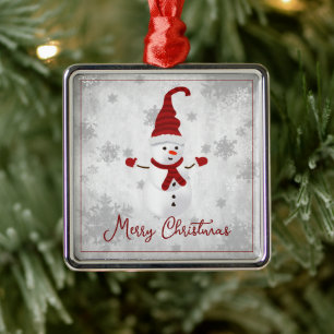 Red Cute Snowman Holiday Ornament