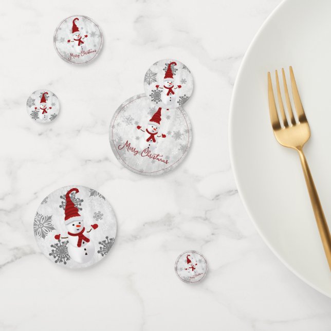 Red Cute Snowman Table Confetti (Group)