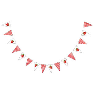 Red Cute Strawberry Berry First 1st Baby Birthday Bunting
