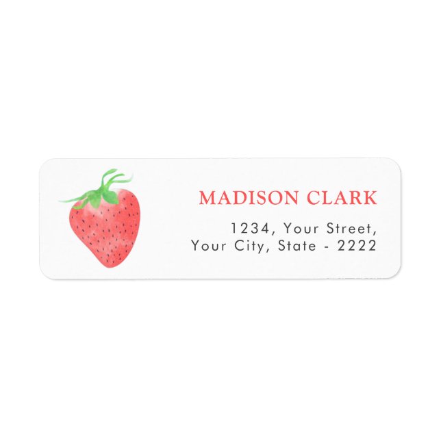 Red Cute Strawberry  Return Address Label (Front)