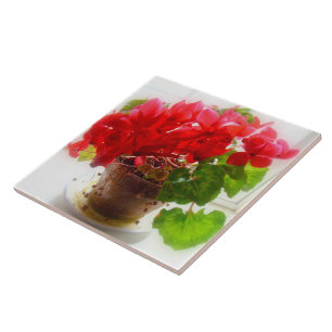 Red Cyclamen Flowers Ceramic Tile