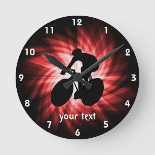 Red Cycling Round Clock