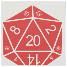Red D20 Dice Fabric