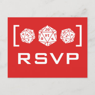 Red D20 Dice Gamer RSVP Postcard