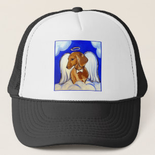 Red Dachshund Angel Trucker Hat