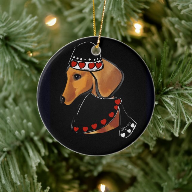 Red Dachshund    Ceramic Ornament (Tree)