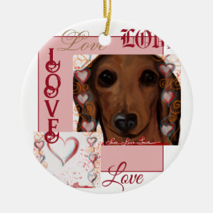 Red Dachshund      Ceramic Ornament