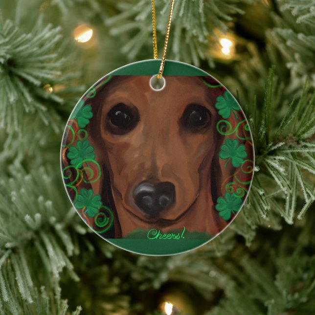 Red Dachshund     Ceramic Ornament (Tree)