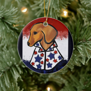 Red Dachshund     Ceramic Ornament