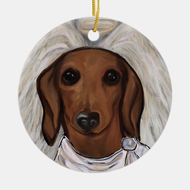Red Dachshund Ceramic Ornament (Front)