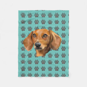 Red Dachshund Dog Fleece Blanket