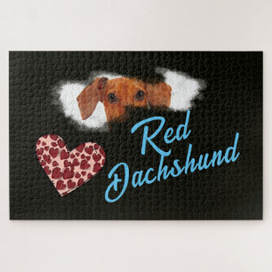 Red Dachshund Eyes Solid Colour 1000 piece  Jigsaw Puzzle