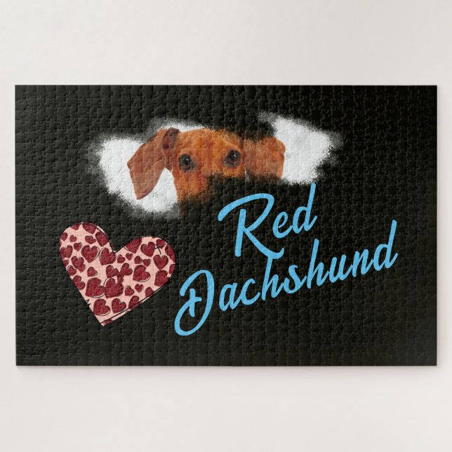 Red Dachshund Eyes Solid Colour 1000 piece  Jigsaw Puzzle (Horizontal)