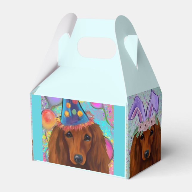 RED DACHSHUND              FAVOUR BOX (Front Side)