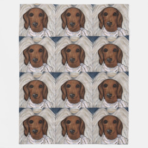 Red Dachshund Fleece Blanket