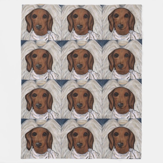 Red Dachshund Fleece Blanket (Front)