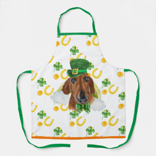 Red Dachshund Holiday Decor St Patrick's Day Dog Apron