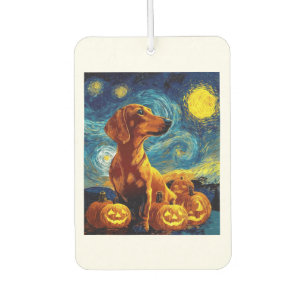 Red Dachshund of van gogh starry night halloween F Car Air Freshener