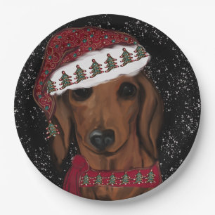 Red Dachshund  Paper Plate