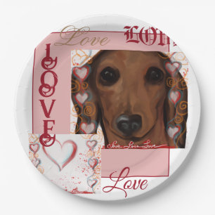 Red Dachshund Paper Plate