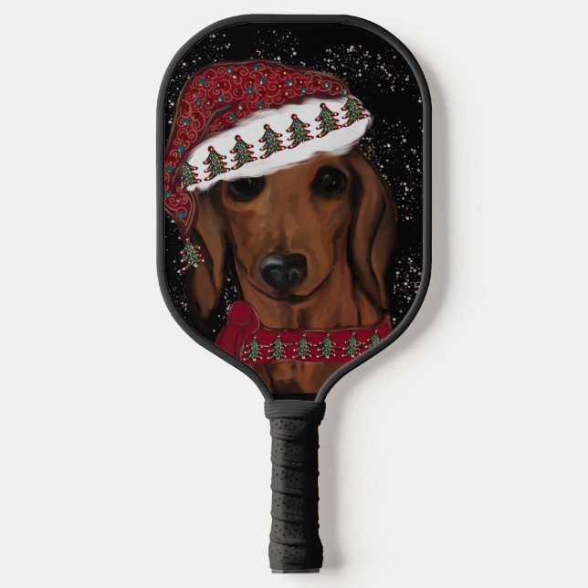 Red Dachshund  Pickleball Paddle (Front)
