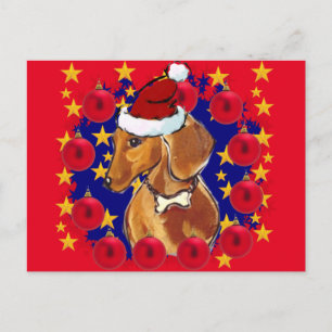 RED DACHSHUND POSTCARD