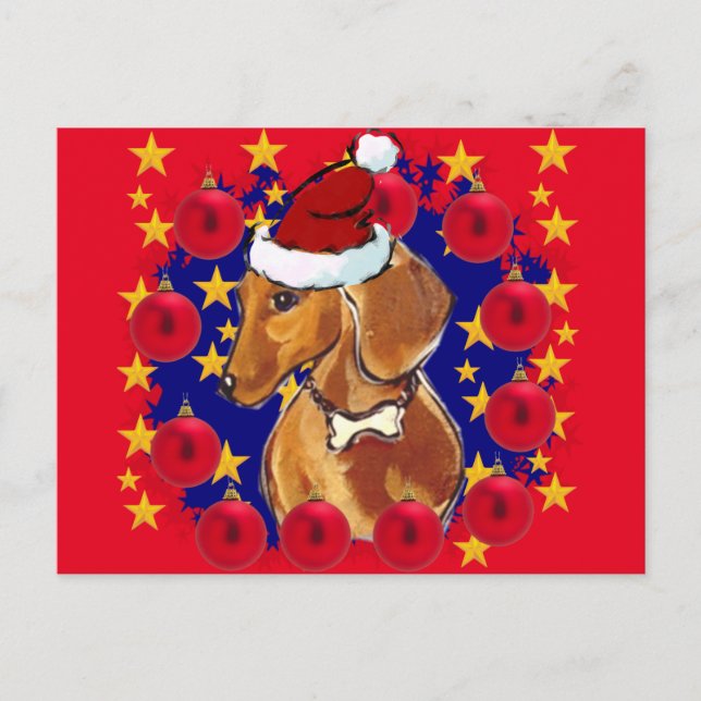 RED DACHSHUND POSTCARD (Front)