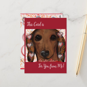 RED DACHSHUND POSTCARD