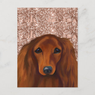 RED DACHSHUND             POSTCARD