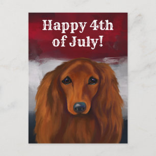 RED DACHSHUND              POSTCARD