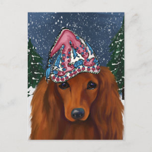 RED DACHSHUND               POSTCARD