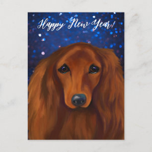 RED DACHSHUND           POSTCARD