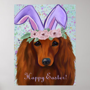 RED DACHSHUND POSTER