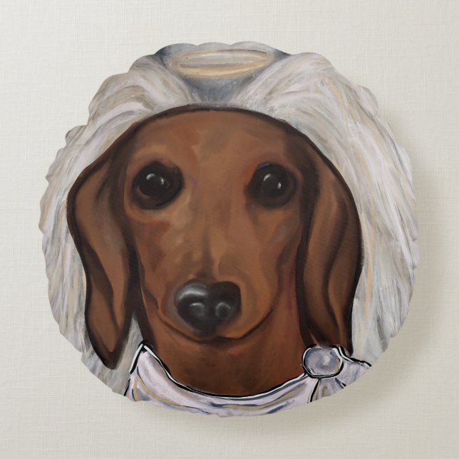 Red Dachshund Round Cushion (Front)