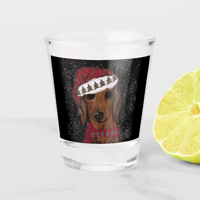 Red Dachshund  Shot Glass (Front)