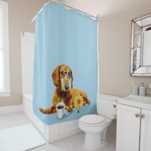 Red Dachshund Shower Curtain