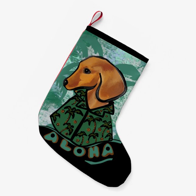 Red Dachshund   Small Christmas Stocking (Front (Hanging))