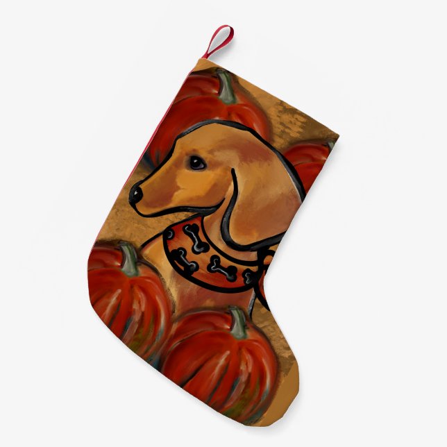 Red dachshund  small christmas stocking (Front (Hanging))