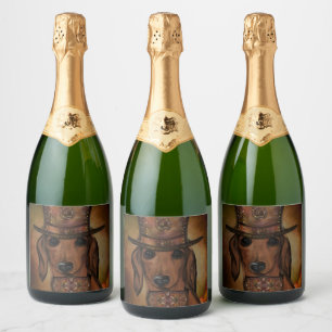 RED DACHSHUND SPARKLING WINE LABEL